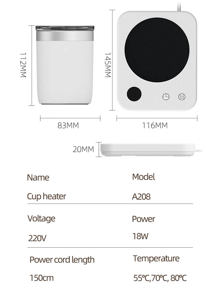 220V Coffee Mug Warmer Cup Heater 3 Gear Temperatures Beverage Cup Warmer Heating Coasters Plate Pad for Cocoa Tea Water Milk 6