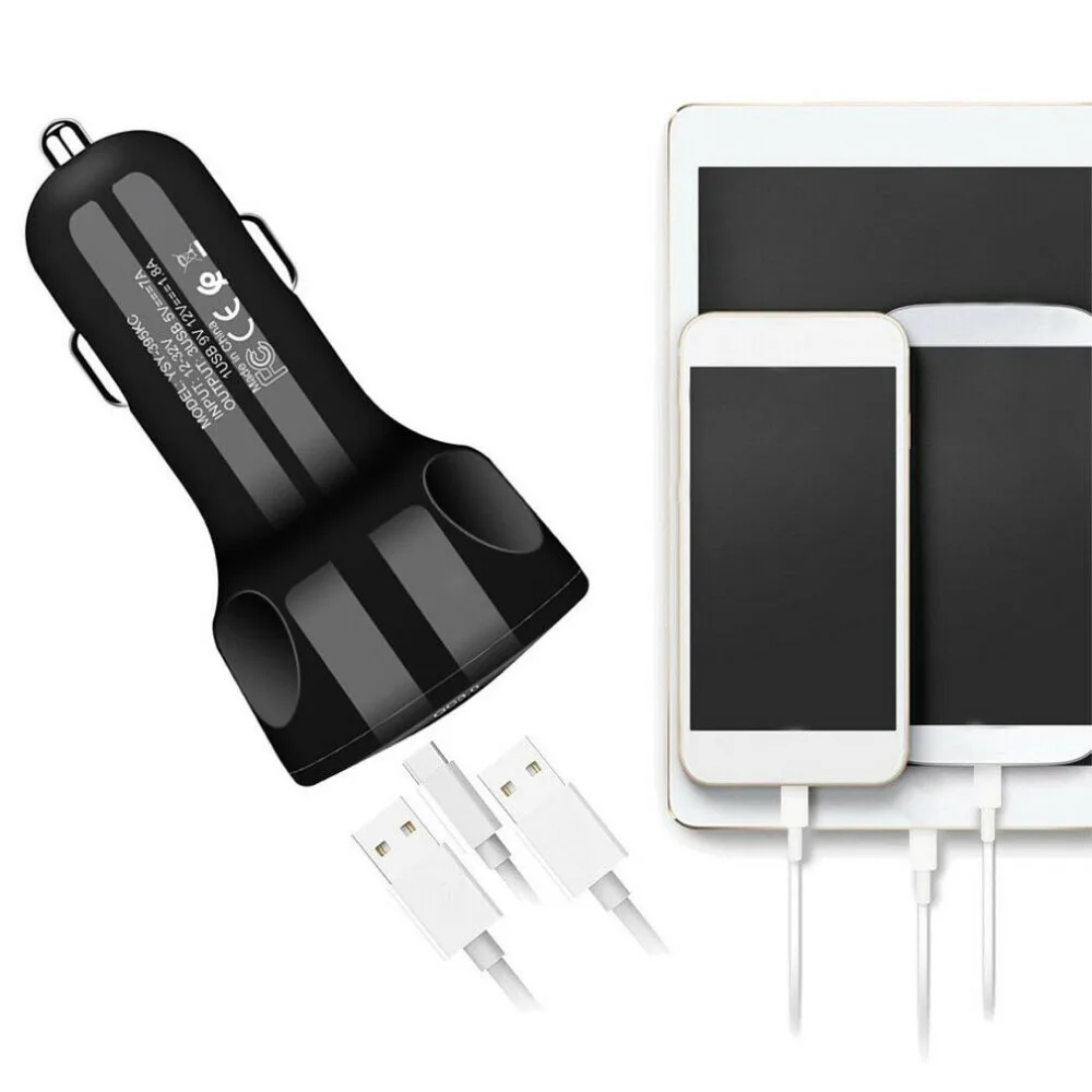 QC 3,0 3 USB Автомобильное зарядное устройство Быстрая зарядка для iphone X 7 8 iPad Универсальный для Xiaomi samsung huawei Быстрая зарядка с индикатором