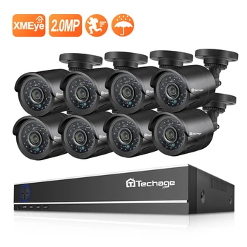 

Techage 8CH 1080P HD CCTV System AHD DVR Kit 2MP IR Outdoor Waterproof Camera Home Security P2P Video Set ES Stock