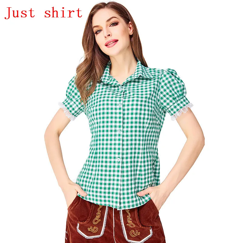 only shirt 2 Bavarian костюм для Октоберфеста костюм для немецкого фестиваля Октоберфест женская рубашка с вырезами костюмы для Октоберфеста шляпа Женская Вечерние модная одежда - Цвет: only shirt 2