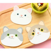 1PC Cute Cat Pattern Silicone Coaster Insulation Placemat Coaster Cup Bowl Heat-resistant Mat Lovely Home Decor Cafe Accessory