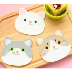 1PC Cute Cat Pattern Silicone Coaster Insulation Placemat Coaster Cup Bowl Heat-resistant Mat Lovely Home Decor Cafe Accessory