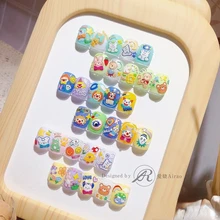 

1 Sheet High Quality Embossed Cute Letters Butter Biscuit Donut Bunny Bear Nail Sticker Fashion Nail Art Design Decorative Decal