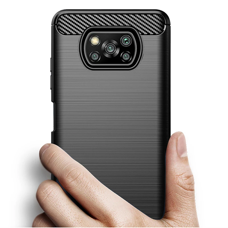 

Xiaomi Poco X3 NFC M2007J20CG M2007J20CT Carbon Fiber Case Full Protection Phone Cover Shockproof Bumper Case for Mi PocoX3 NFC