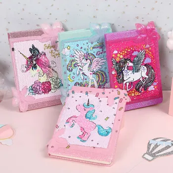 

Kawaii Unicorn Sequins Notebook Diary Book Kids Gift Stationery Student Rewarding School Office Supply Journal Agenda Organizer