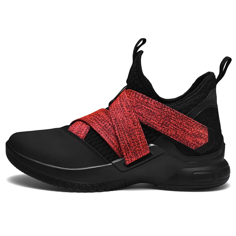 Black red Новинка, баскетбольные кроссовки с высоким берцем, мужские уличные спортивные кроссовки высокого качества, мужские кроссовки на шнуровке, баскетбольные кроссовки, размеры 39-44 - Цвет: Black red