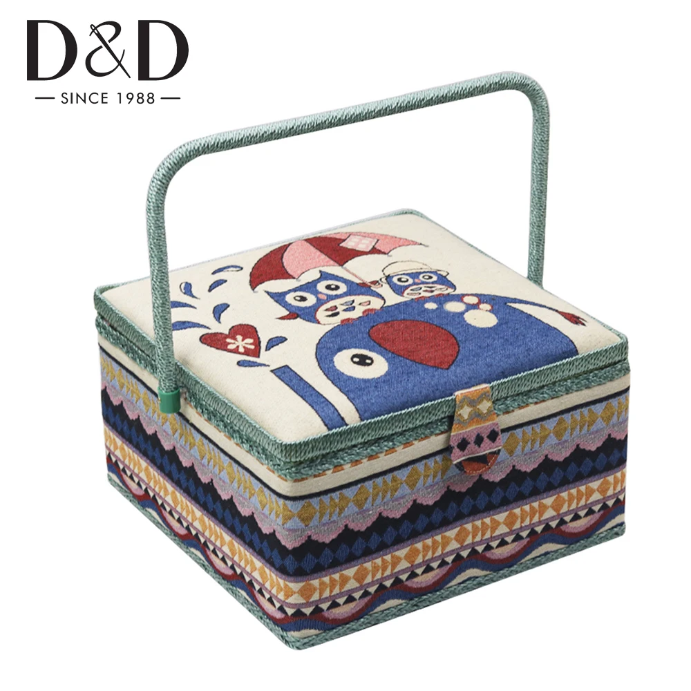 

Large Sewing Basket Box Sewing Kit with Accessories Wooden&Fabric DIY Crafts Storage Box Organizer Christmas Gift for Mom