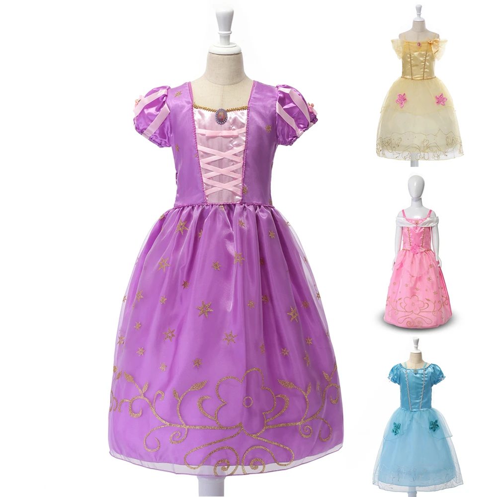 

Baby Clothes Belle Princess Sleeping Beauty Fancy Dresses Halloween Party Role Playing Frocks Lace Mesh Prom Dresses Child Dress