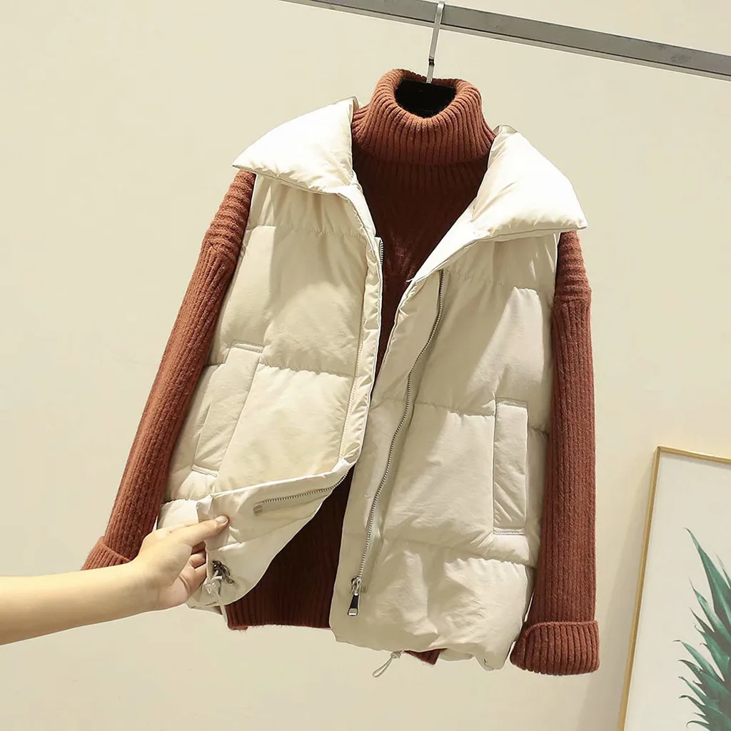 JAYCOSIN ladies sleeveless high-neck down vest short fashion zipper warm casual vest loose hot jacket wild 2019 new daily