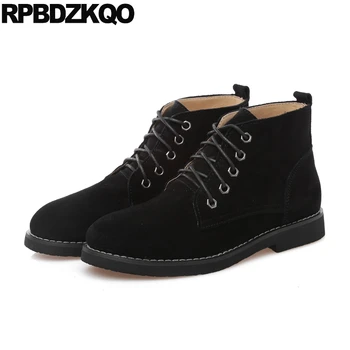 

faux fur military short shoes suede british winter black brown women ankle boots 2019 round toe combat flat lace up booties