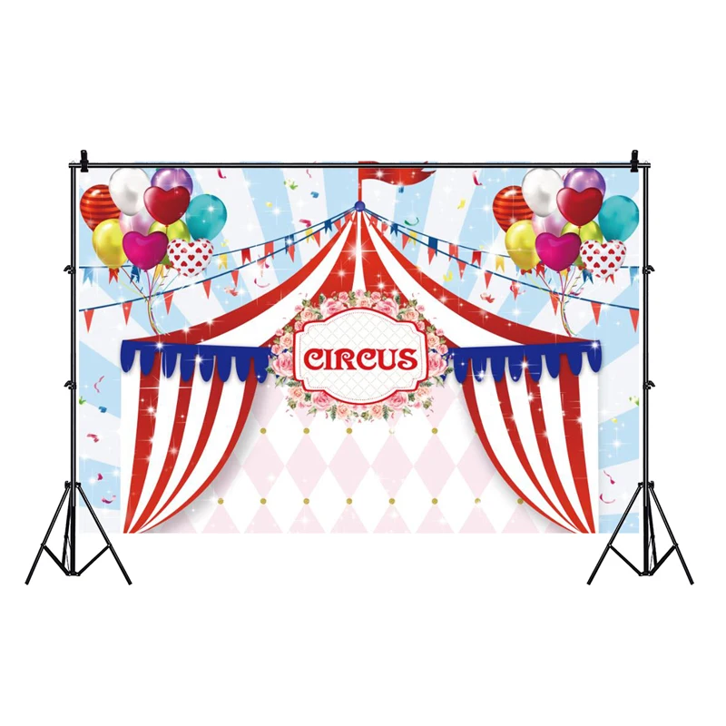 

Circus Fiesta Photography Backdrop Happy Party Decor Photo Background Celebration Studio Booth Prop Decoration