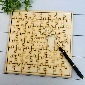 

Personalized Engraved Wood Heart Love Puzzle Wedding Guest book Wedding Decor Baby Shower Favor Gift Custom Wooden Guestbook