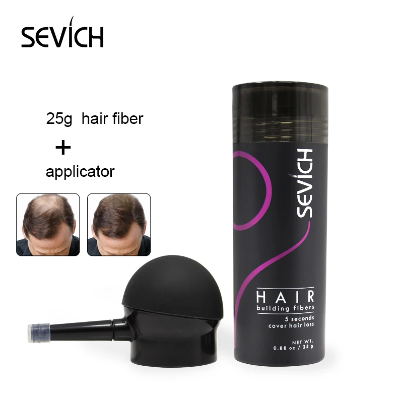 Sevich-Spray de fibras de construcción de cabello más gruesas, queratina, 25g, con aplicador, productos contra la caída del cabello, polvos de fibra para el crecimiento del cabello