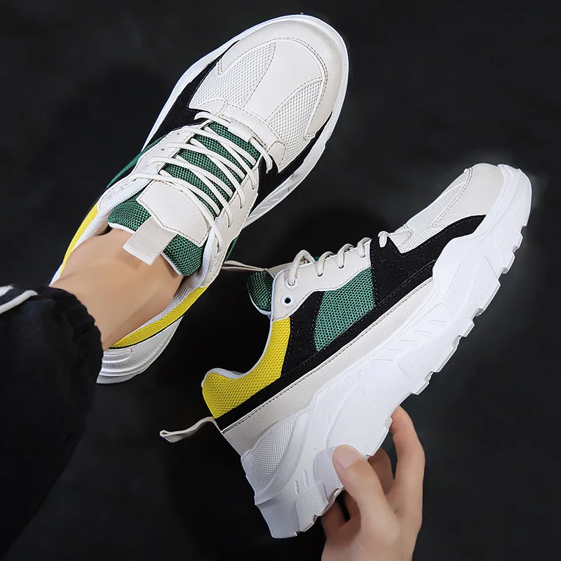 

2019 New Platform Sneakers Non-slip Wear-resistant Men's Vulcanized Shoes Mixed Color Platform Shoes Men's Crawl Shoes G14-70