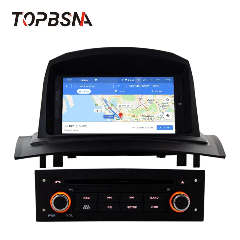 Sale TOPBSNA 1 Din Android 9.0 Car DVD Player For Megane II 2002-2008 GPS Navi USB Mirror link Automotive AUX headunit WiFi Audio USB 2