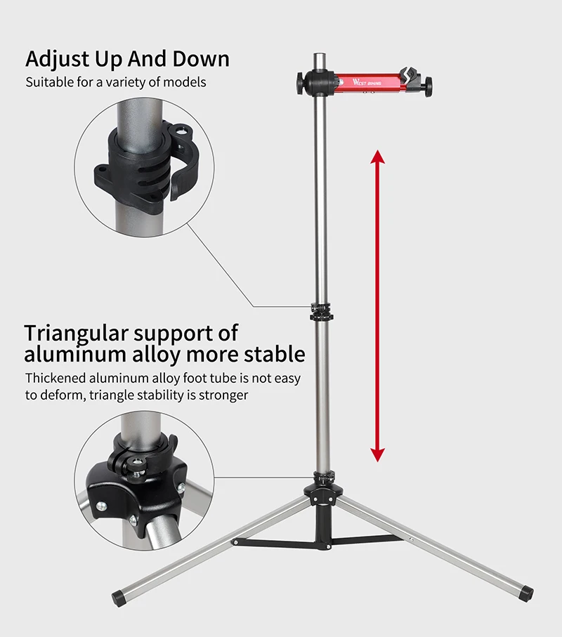WEST BIKING Portable Bike Repair Stand Adjustable Foldable Bicycle Repair Tools Aluminum Alloy MTB Road Bicycle Maintenance Tool