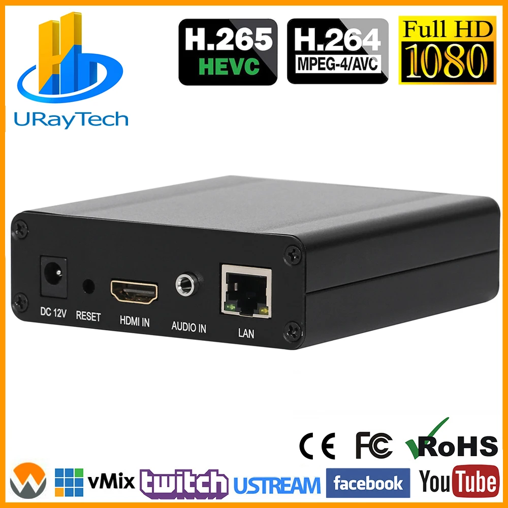 HEVC H.265 H.264 Video Encoder Support HDCP HDMI to IP Live Streaming Encoder IPTV Hardware RTMP RTSP HLS UDP SRT RTMPS Streamer