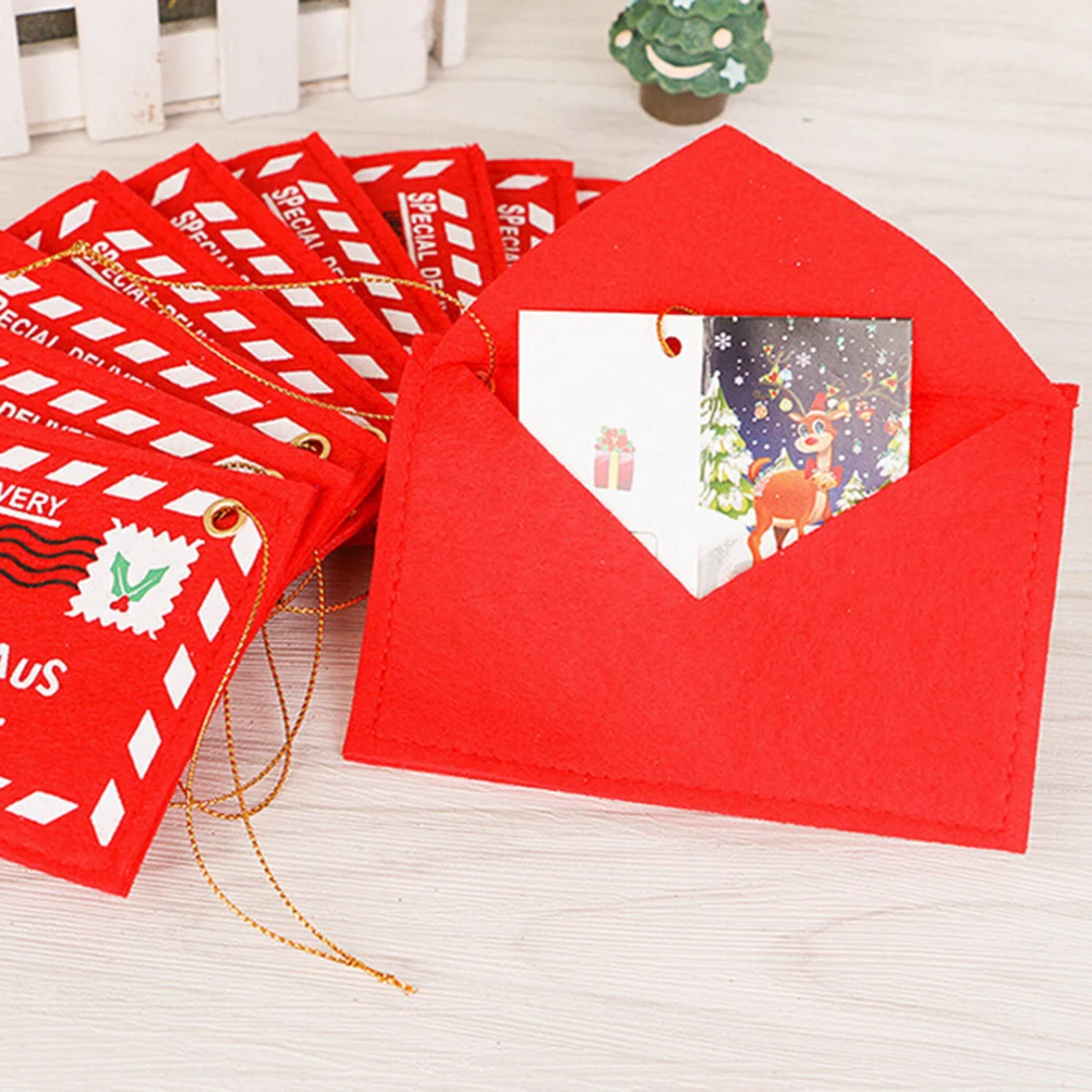 1PC Fabric Christmas Santa Claus Envelope Small Red Print Bag Office School Home Desk Decoration Supplies Creative New Year Gift