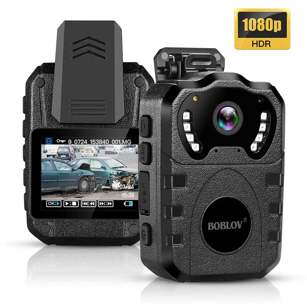 BOBLOV 1080P HD 32GB Body Worn Camera Portable Multi-Functional 170° IR Night Body Mounted Camera V