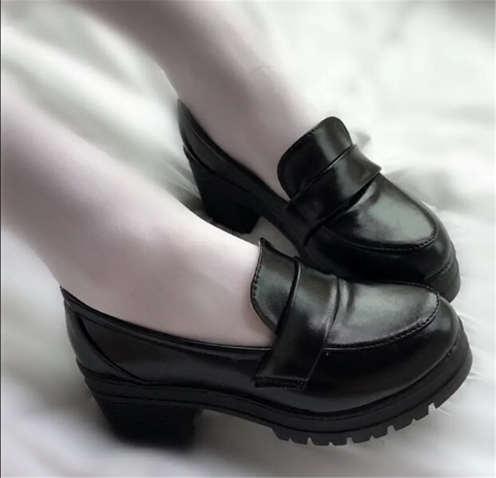 Cute Lolita Girl Maid Round Toe Leather Shoes Japan School Uniform Anime Cosplay 