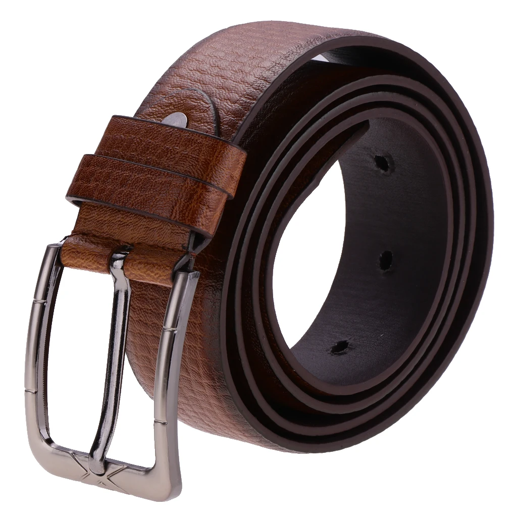 Pin Buckle Belts Trouser Size Brown Black Coffee Jeans Mens PU Leather Belt
