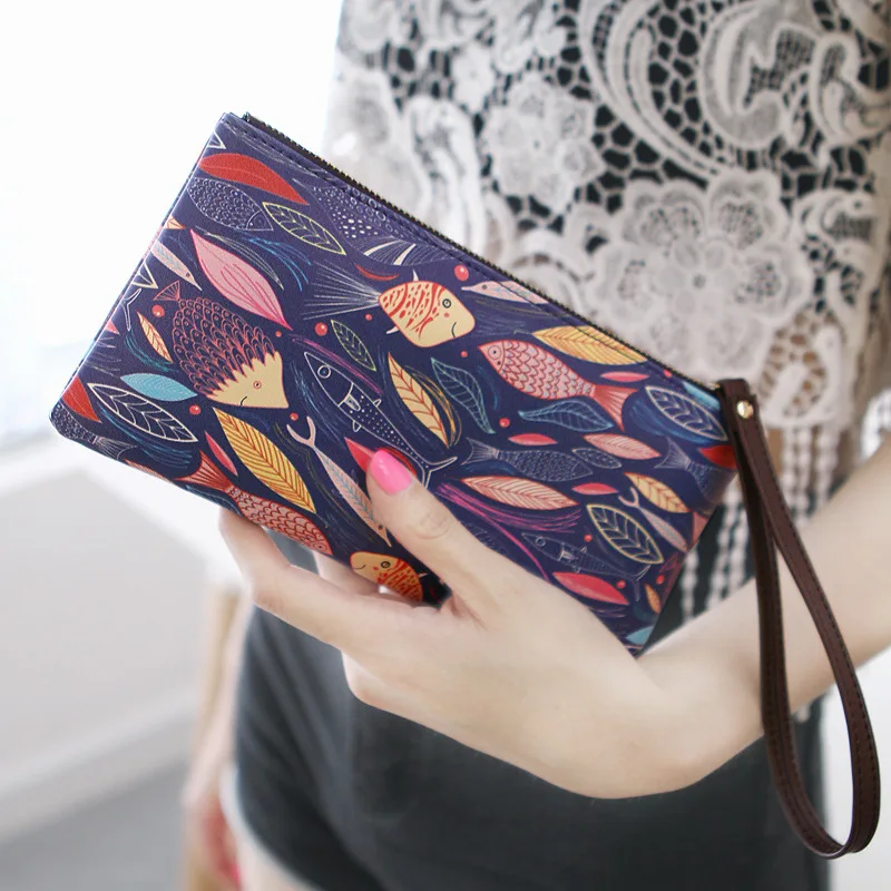 

Korean-style Cute Graffiti PU Leather Mobile Phone Bag Large Capacity Zipper Handbag Carrying Long Women's Wallet