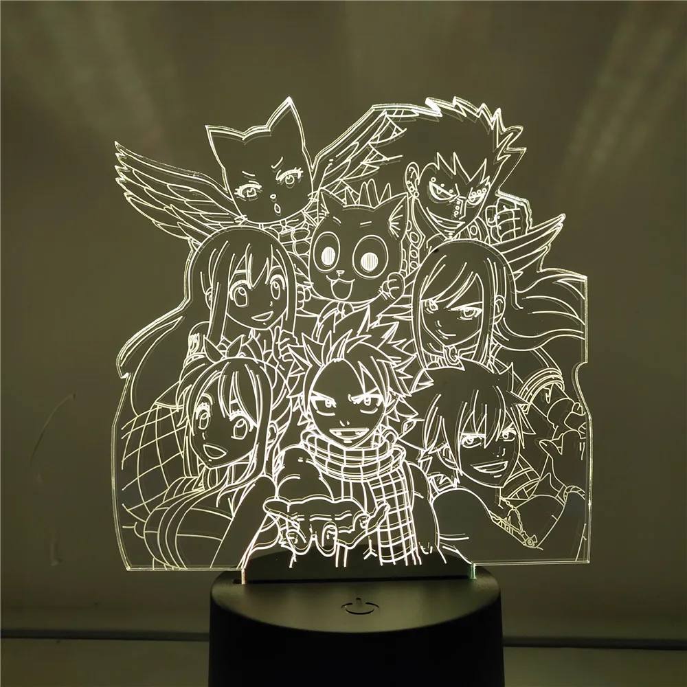 FAIRY TAIL Anime 3D Night Light LED Figure Illusion Lamp Decoration For Home Lighting Creative Lampara Kid Baby Gift Room Lampe