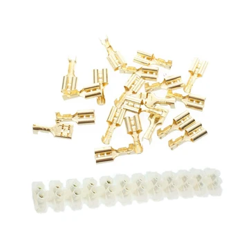 

21 Pcs Accessories: 1Pcs 30A Dual Rows 12 Positions Terminal Block & 20Pcs Crimp Terminal 6.7mm Female Spade Connectors