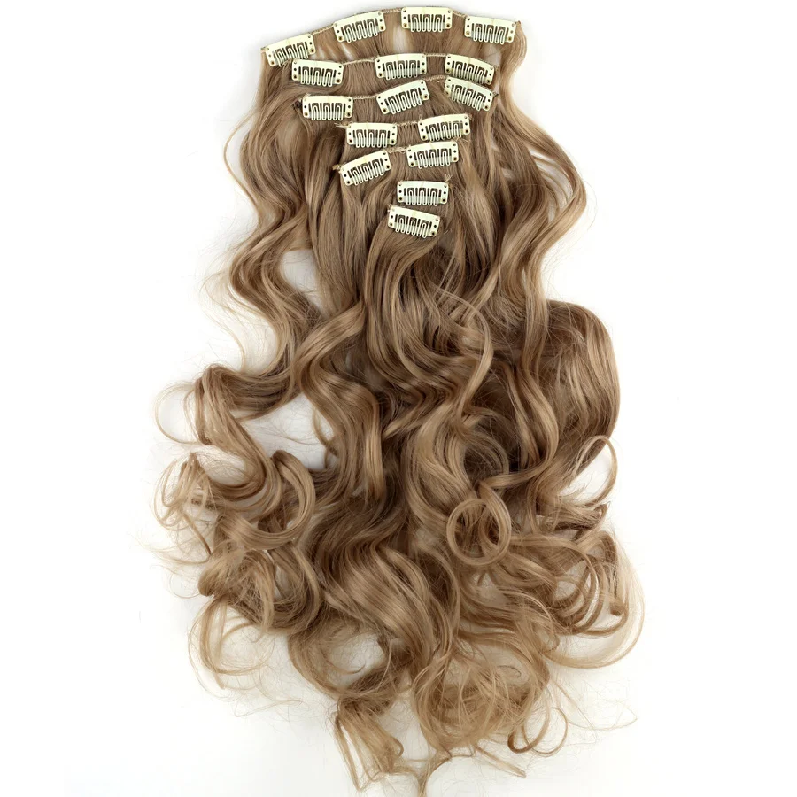 Miss U Hair 18" 45cm 130g Long Wavy Synthetic Clip in Hair Extensions Pieces 7pcs/set Heat Resistent Fiber