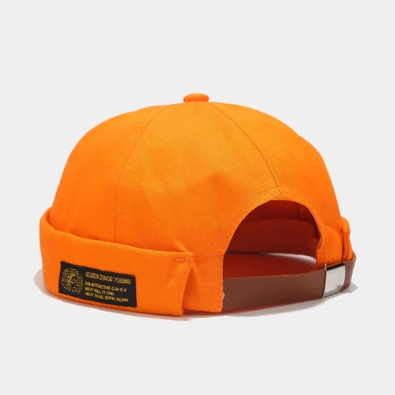 Vintage Dome Hat Mens Solid Color Landlord Beanies For Men Crimping Docker Sailor Cotton Brimless Skull Cap Casual Hip Hop Caps orange skully hat Skullies & Beanies