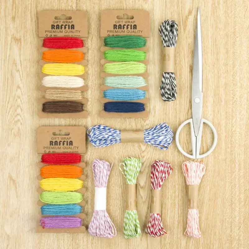 1set Cardboard Cotton Thread Colored Cord Rope Woven Rope Cords Craft Decorative DIY Handmade Bag Drawstring Belt Accessories 1
