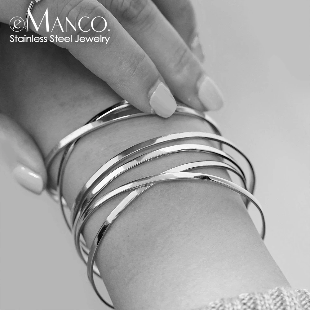 eManco 316L Stainless Steel Bracelet Bangles for women Adjustable Open Cuff Bangle Jewelry Gifts for women