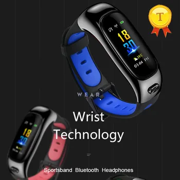 

2019 best selling 2 in 1 Bluetooth Headset Earphone Bracelet Smart Wristband man support Blood Pressure Heart Rate blood oxygen