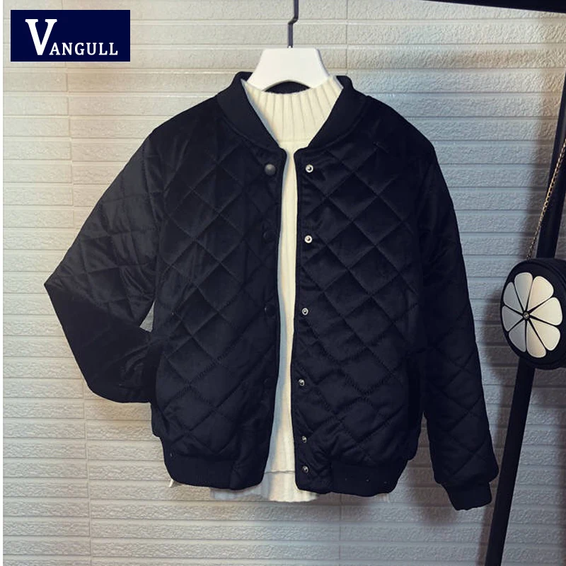 Vangull женский основной куртка новая зимняя модная одежда бархатная тонкая верхняя одежда с длинным рукавом осеннее Женское пальто бейсбольная форма