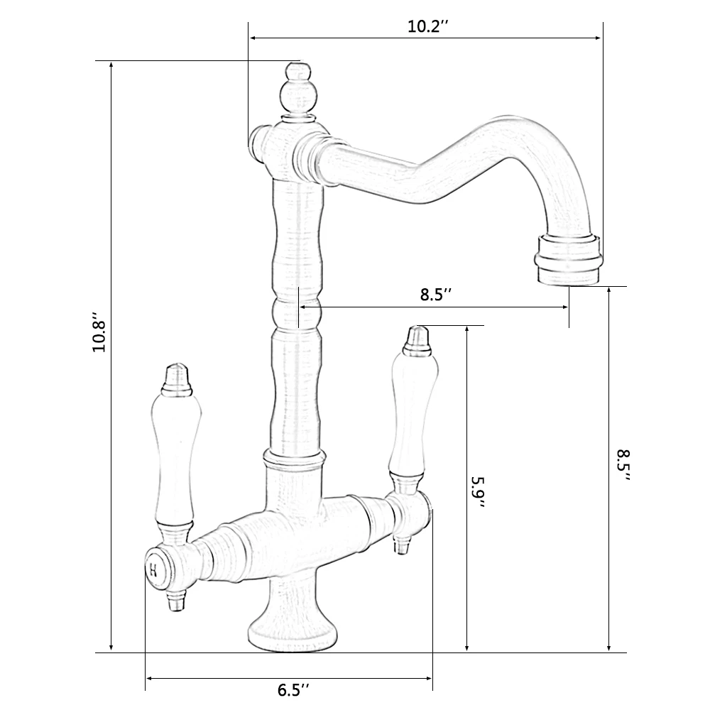 EVERSO 360 Поворотный антикварный латунный кухонный кран с двойной фарфоровой ручкой Смеситель кухонный смеситель холодной и горячей воды краны