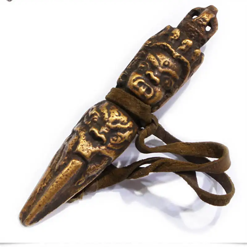 

TBC994 Tibetan Buddhist Handicrafts Old Red Brass Golden Puja Vajra Dorje Tibet Collections 95mm