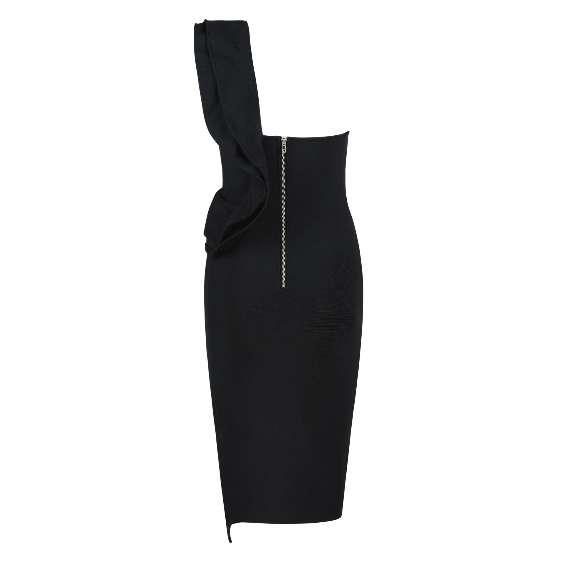 Черное вечернее платье на одно плечо с разрезом по бокам, сексуальное платье стрейч для официальных леди