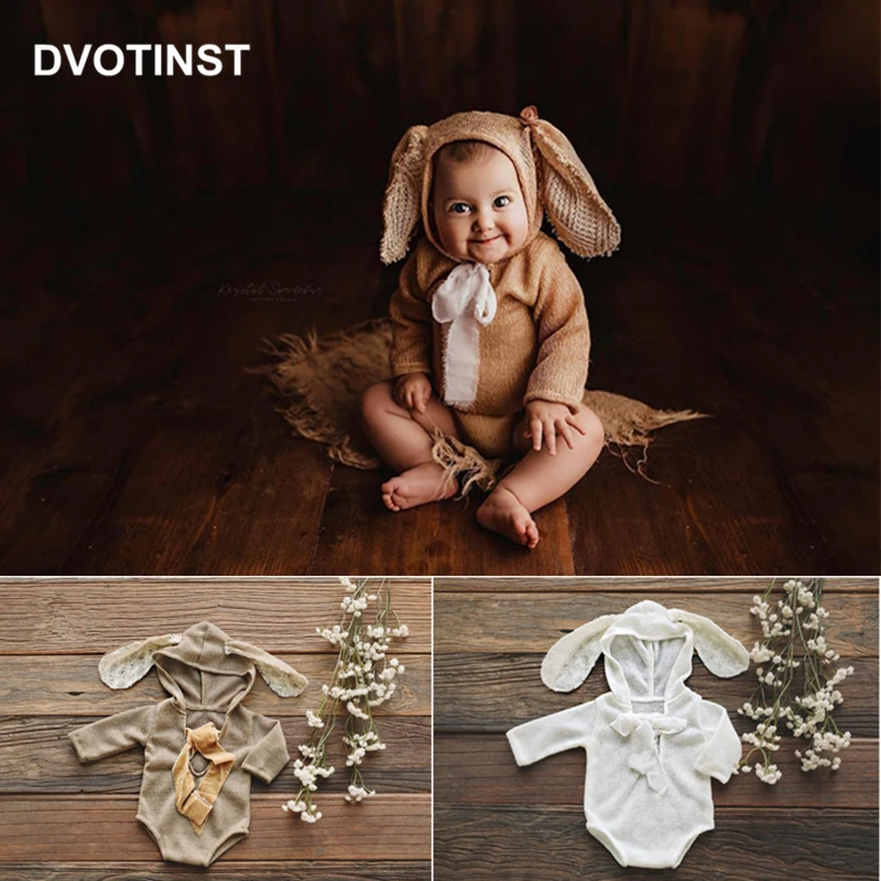 Dvotinst Newborn Baby Boys Photography Props Cute Soft Bunny Ears Outfit Rabbit Studio Shoot Fotografia  Accessories Photo Props