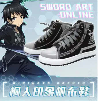 

Games Sword Art Online Cosplay Anime Canvas Shoes Kirigaya Kazuto Leisure Flanging Unisex Shoes 36-44 Fate Comfortable Shoes
