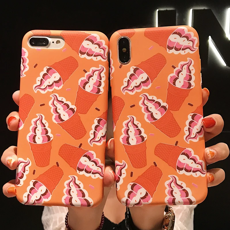 Простой чехол для телефона с рисунком мороженого iPhone 6 6s 7 8 Plus X Xs XR Max силиконовый