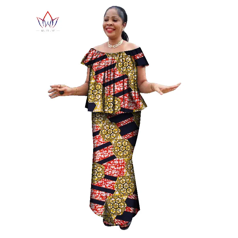 Женский костюм с юбкой и круглым вырезом коротким рукавом|traditional african clothing|african