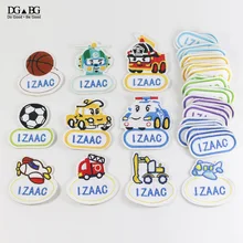 Швейная именная наклейка на заказ, вышитая Детская именная палочка, моющаяся индивидуальная именная бирка, сшитая на рисунок из мультфильма, Вязаные изделия для мальчика