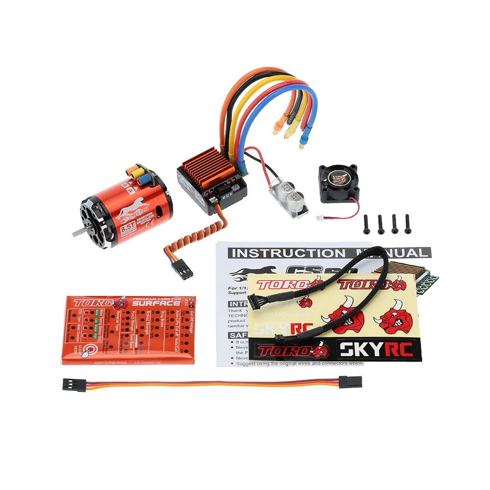 

8.5T 2P 4000KV Brushless Sensored Motor & CS60 60A Brushless Sensored ESC & LED Program Card Combo Set for 1/10 1/12 Touring Car