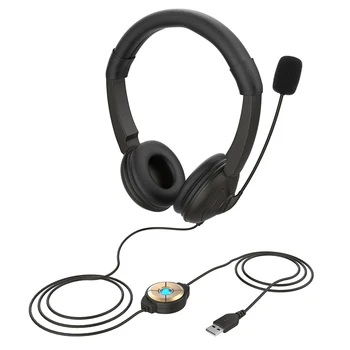 

Gaming Headphones USB Wired Headphone for Online Learning Call Center PC Line Control Headset with Noise-Cancelling Microphone