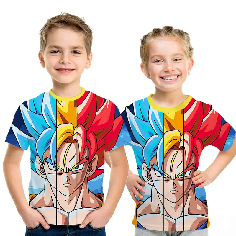 Футболка с Драконий жемчуг одежда для родителей и детей с 3d принтом Z Goku детская повседневная одежда в уличном стиле с принтом из мультфильмов для мальчиков и девочек, забавный летний топ