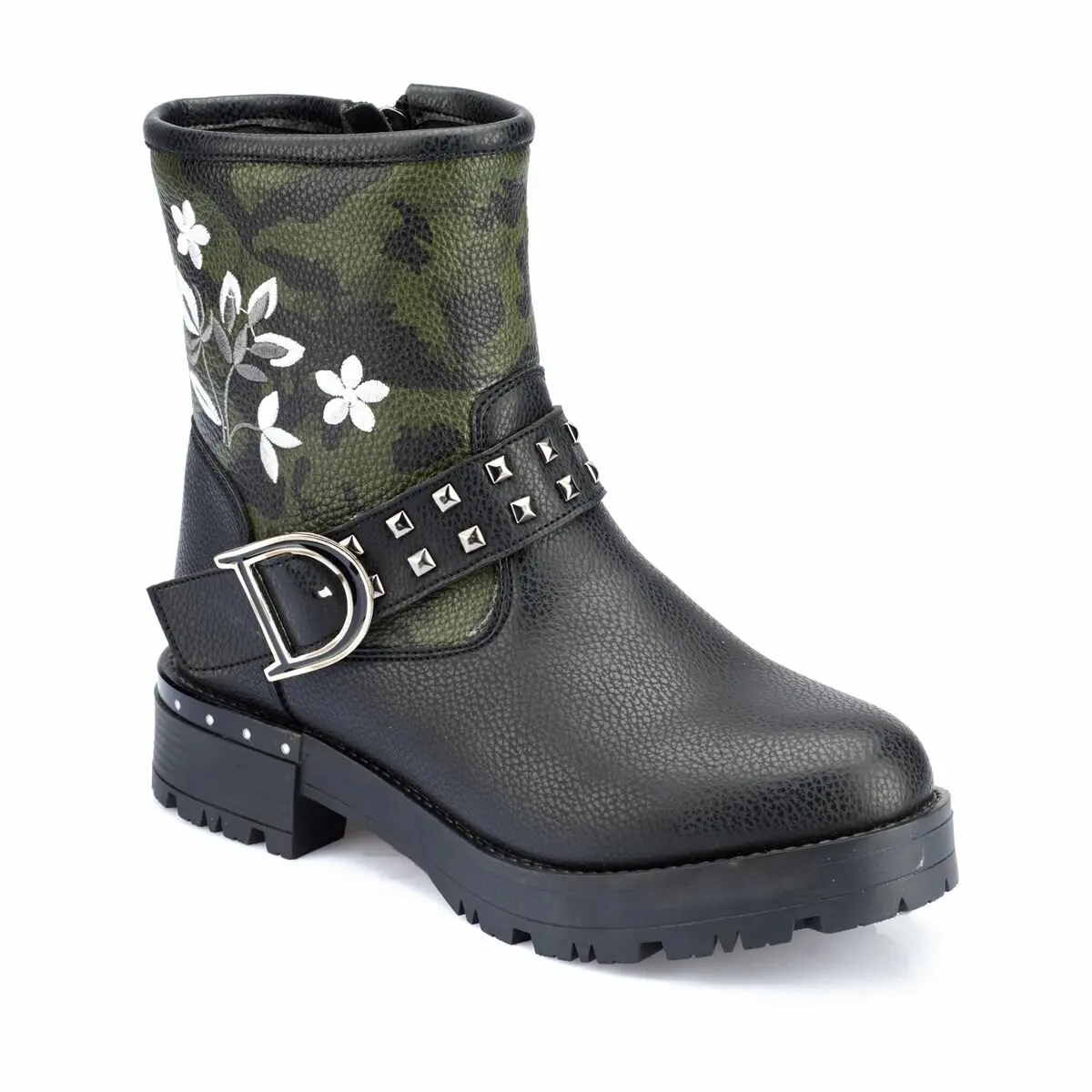 FLO Black Women Boots Martin Boots Female women shoes Ankle 2020 New Autumn British Wind Leather Thick With Short Boots Motorcycle Boots BUTIGO 82.312291.Z