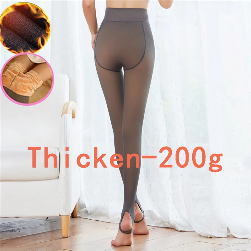 Thicken-200g-Black Новинка, плотные тонкие черные чулки, женские трусики, безупречные ноги, теплые флисовые толстые колготки - Цвет: Thicken-200g-Black