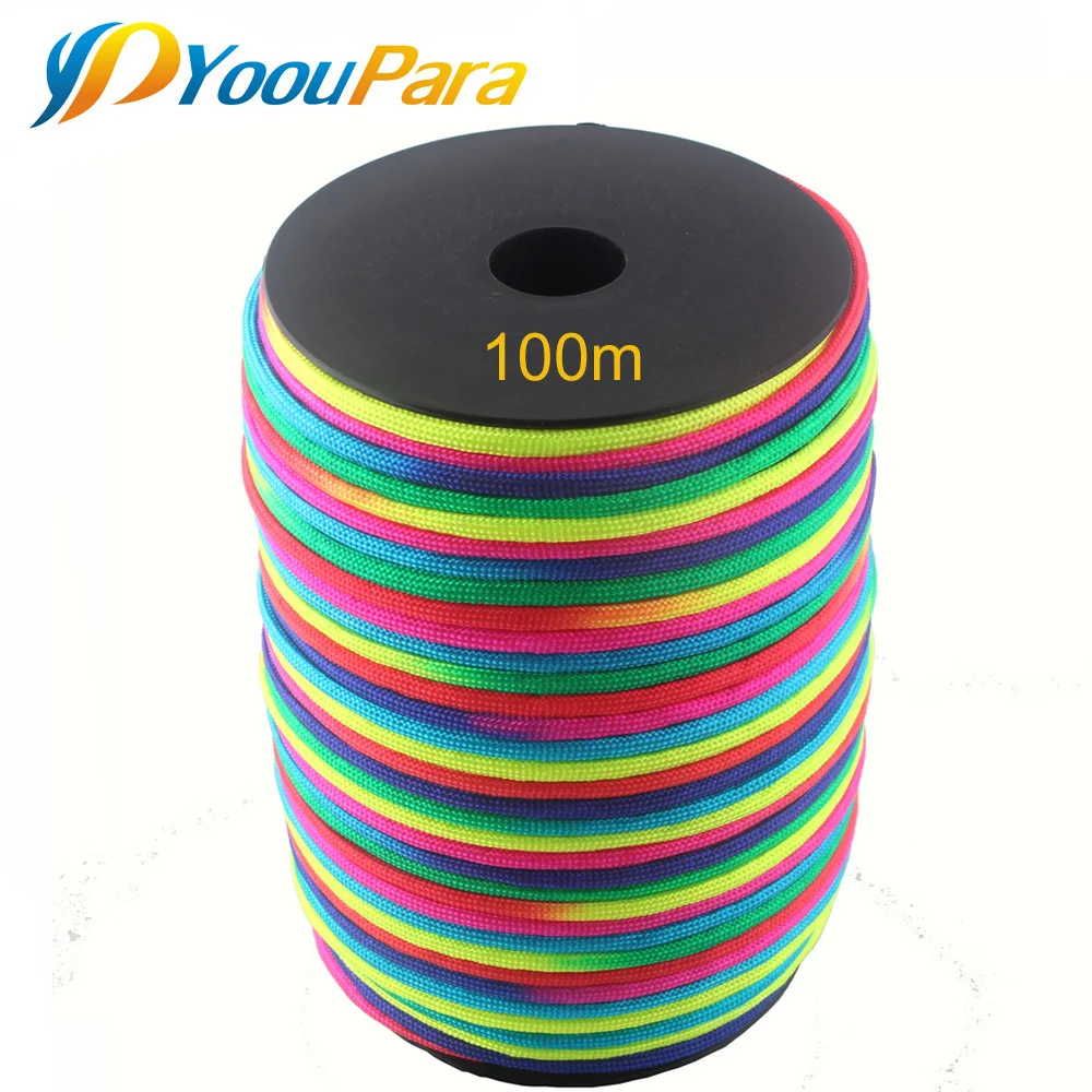 4 размера Dia.4mm 7 подставки ядра Paracord 550 для парашютный шнур походная веревка для альпинизма, кемпинга походная одежда - Цвет: 100 meters