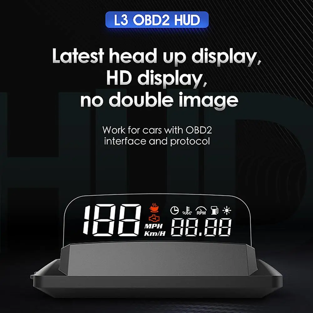 

L3 HUD Car HUD Head Up Display OBD2 II EUOBD Overspeed Warning System Projector HUD Projector Overspeed Warning