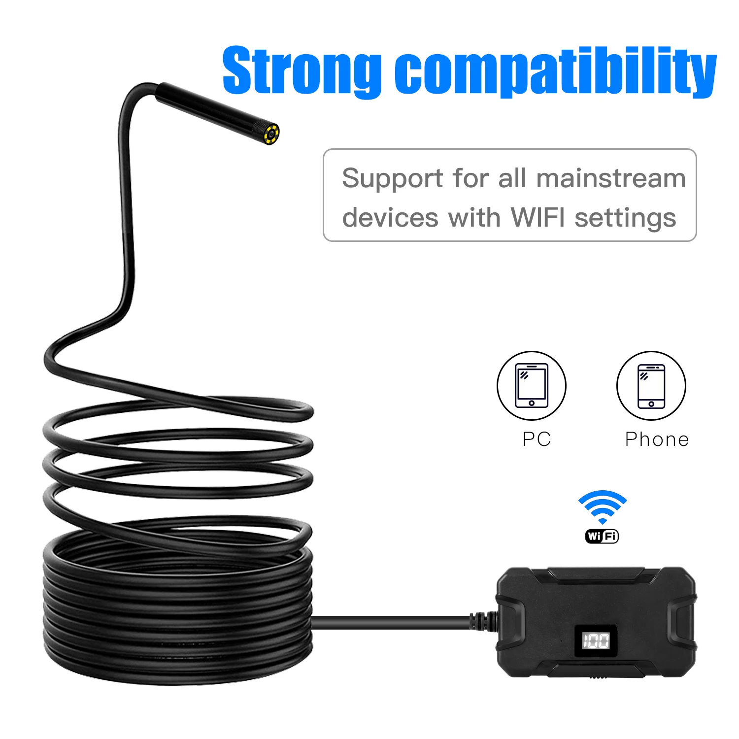 KKMOON 5,5/8,0 мм HD1080p WiFi Беспроводная эндоскопа камера бороскоп Инспекционная камера Водонепроницаемая IP67 Гибкая Змея камера Y13